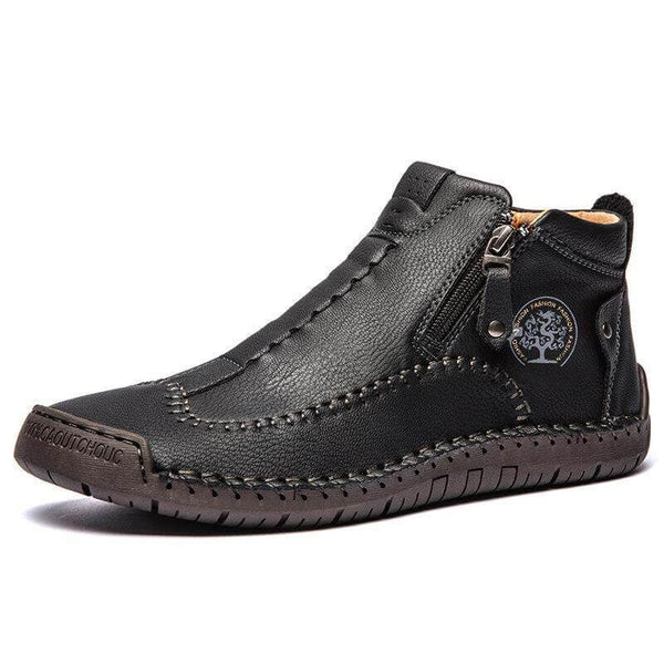 Stivaletti per caviglia in pelle casual in pelle con cerniera in pelle microfibra