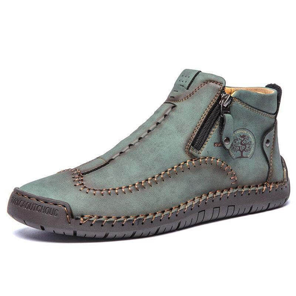 Stivaletti per caviglia in pelle casual in pelle con cerniera in pelle microfibra