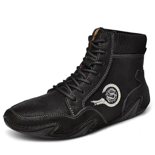 Kaegreel Hombre Cuero de Microfibra Costura Mano Cómoda Botas de Calcetines Suave
