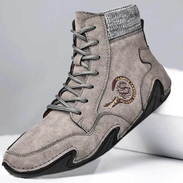 Kaegreel Hombre Cuero de Microfibra Costura Mano Cómoda Botas de Calcetines Suave