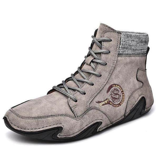 Kaegreel Hombre Cuero de Microfibra Costura Mano Cómoda Botas de Calcetines Suave