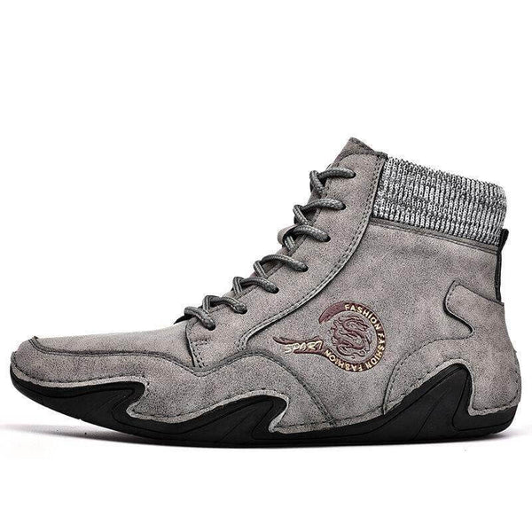 Kaegreel Hombre Cuero de Microfibra Costura Mano Cómoda Botas de Calcetines Suave