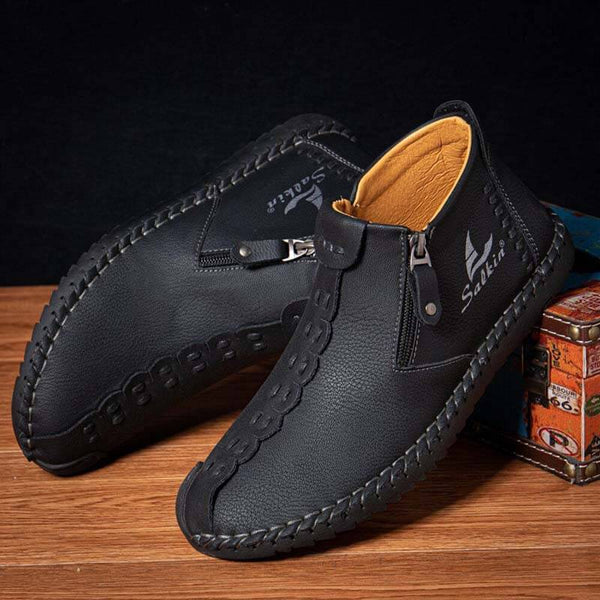 Side de costura a mano para hombres con cremallera suave y cómoda en las botas de tobillo