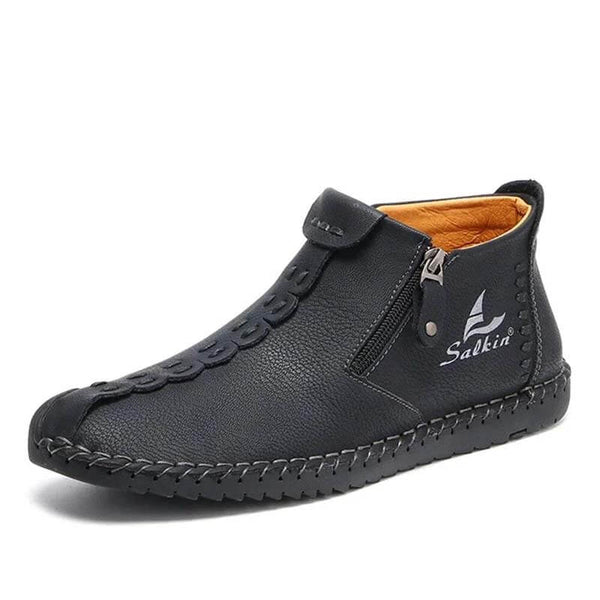 Side de costura a mano para hombres con cremallera suave y cómoda en las botas de tobillo