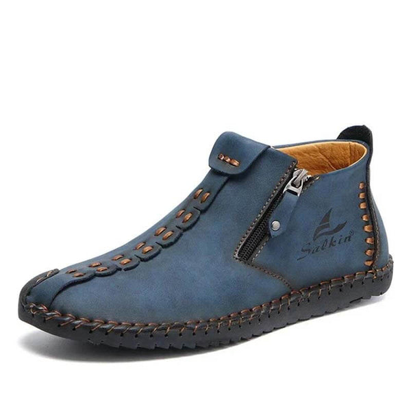 Side de costura a mano para hombres con cremallera suave y cómoda en las botas de tobillo