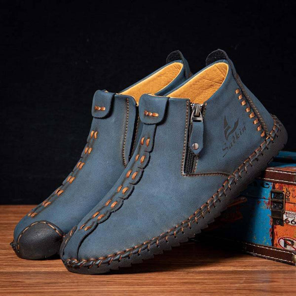 Side de costura a mano para hombres con cremallera suave y cómoda en las botas de tobillo
