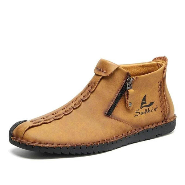 Side de costura a mano para hombres con cremallera suave y cómoda en las botas de tobillo