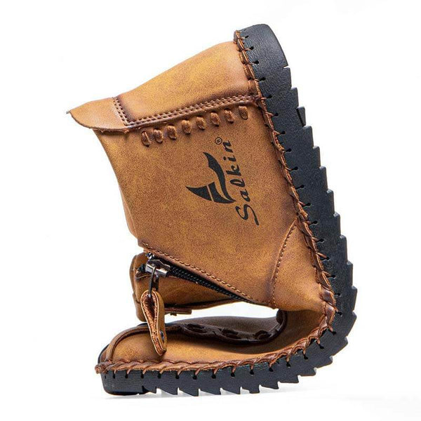 Side de costura a mano para hombres con cremallera suave y cómoda en las botas de tobillo