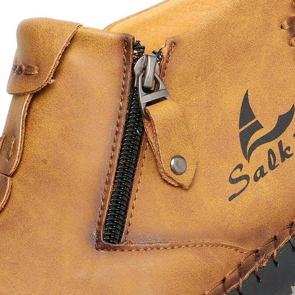 Side de costura a mano para hombres con cremallera suave y cómoda en las botas de tobillo