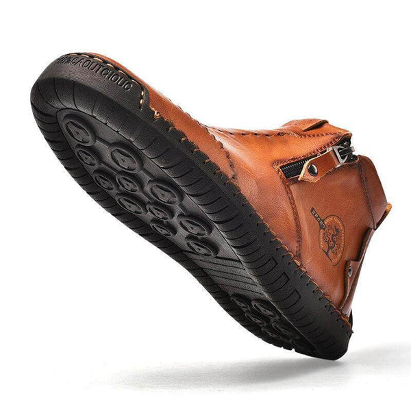 Botas de tobillo elegantes para hombres hechas a mano de cuero de microfibra con zapatos de cremallera lateral