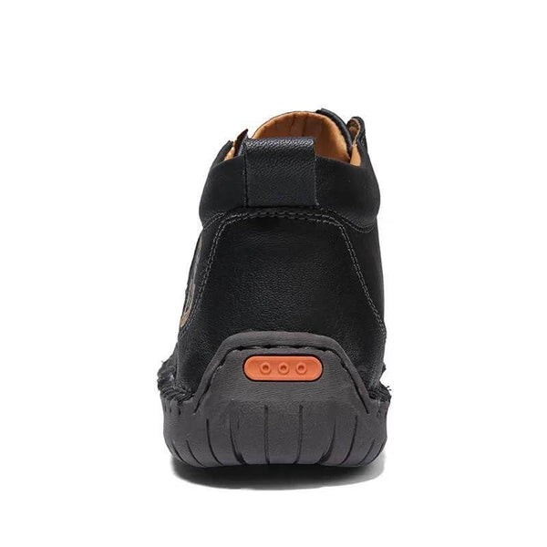Zapatos de cuero cosidas hechas a mano para hombres Botas de tobillo informales sin deslizamiento de suela suave