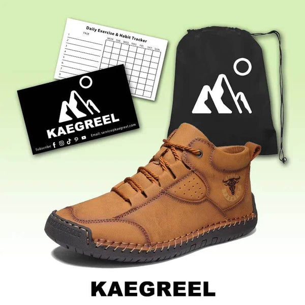 Zapatos de cuero cosidas hechas a mano para hombres Botas de tobillo informales sin deslizamiento de suela suave