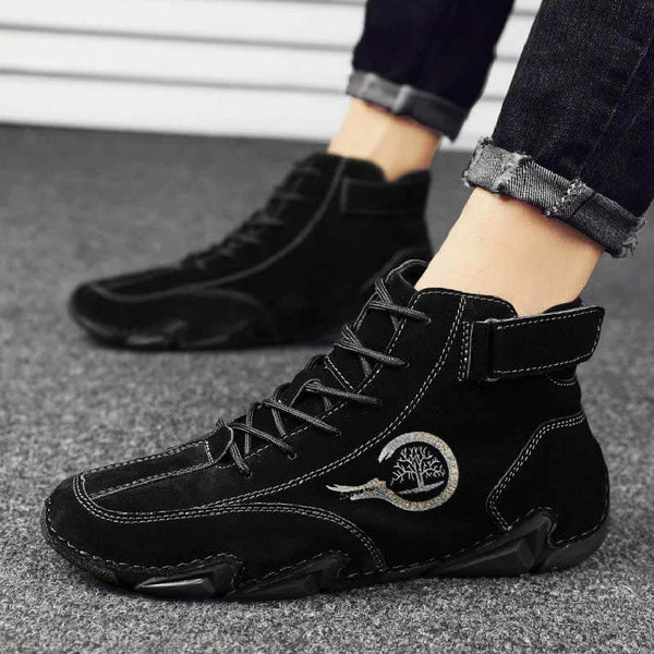 Botas para hombres de invierno de gamuza con botines de piel