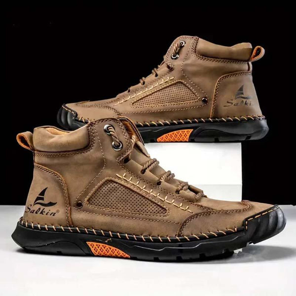Zapatillas de moda de cuero casual para hombres Botas chukka chukka mocasines hechas a mano con botas de vestir para caminar zapatillas