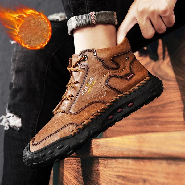 kaegreel handmade leather shoes boots 31563 light brown plush lining