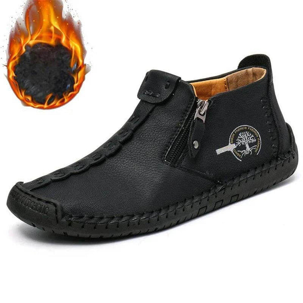 Kaegreel Hombre Costura a la mano Cuero antideslizante Side Side Zipper Botas casuales
