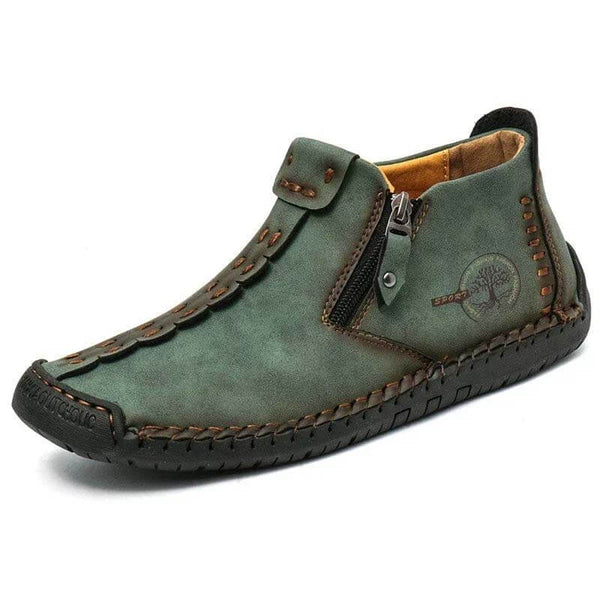 Kaegreel Hombre Costura a la mano Cuero antideslizante Side Side Zipper Botas casuales