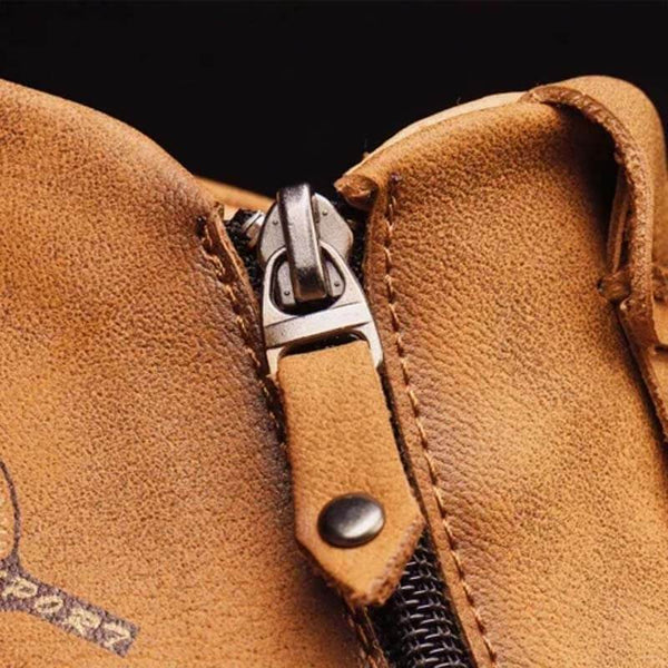 Kaegreel Hombre Costura a la mano Cuero antideslizante Side Side Zipper Botas casuales