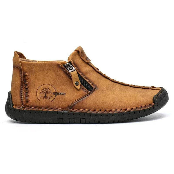 Kaegreel Hombre Costura a la mano Cuero antideslizante Side Side Zipper Botas casuales