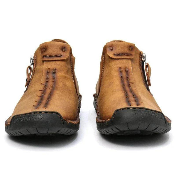 Kaegreel Hombre Costura a la mano Cuero antideslizante Side Side Zipper Botas casuales