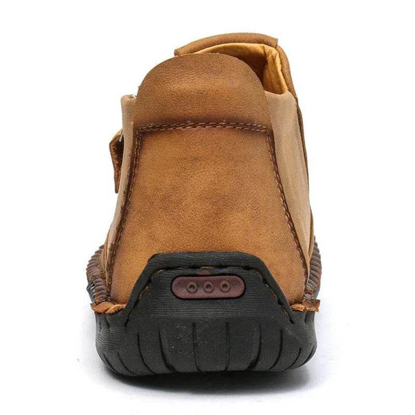 Kaegreel Hombre Costura a la mano Cuero antideslizante Side Side Zipper Botas casuales