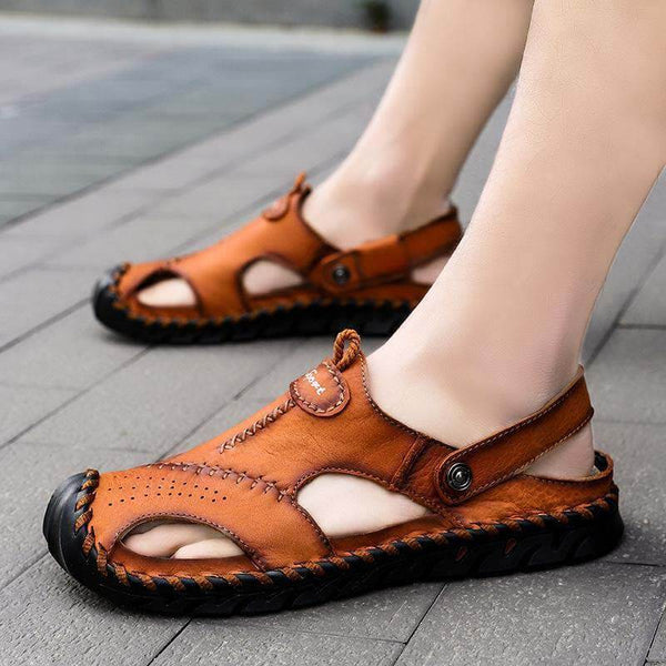Kaegreel Hombre Puntotear Hombre Cuero No Slip Outdoor Casual Playa Sandalias