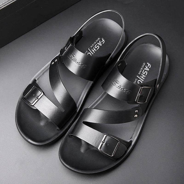 Kaegreel Men verano cómodo de cuero descalzo sandalias