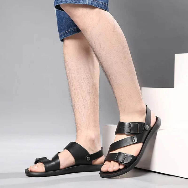 Kaegreel Men verano cómodo de cuero descalzo sandalias
