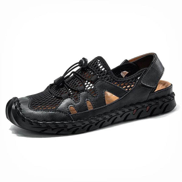 Kaegreel Men's Rubber Toe Cap Leather Handmade Breathable Water Sandals