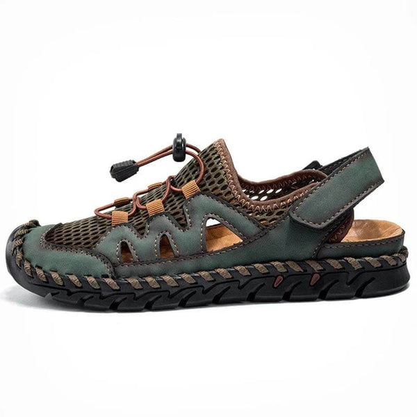 Kaegreel Men's Rubber Toe Cap Leather Handmade Breathable Water Sandals