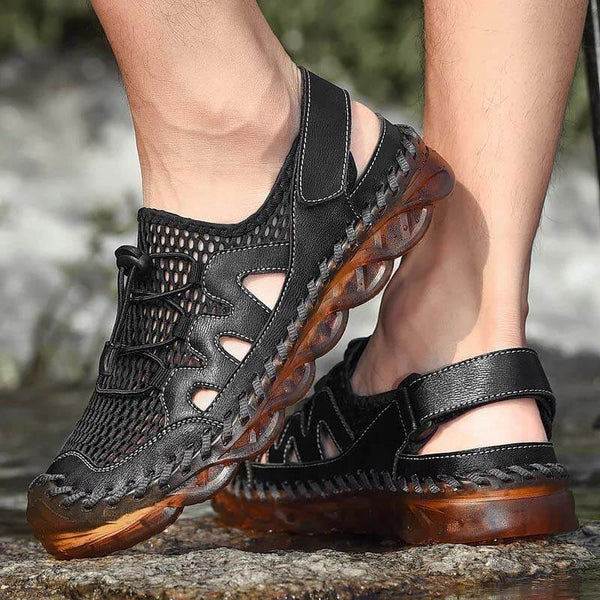 Hombres Sandalias de costura a mano Mole transpirable Soft Sole Zapatos casuales