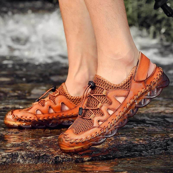 Hombres Sandalias de costura a mano Mole transpirable Soft Sole Zapatos casuales