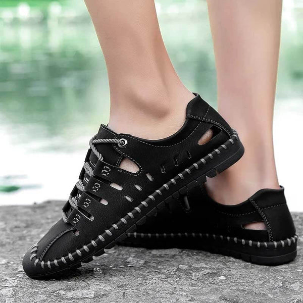 Hombres zapatos casuales sandalias hechas a mano hombres transpirables zapatos de marca de lujo mocasines de cuero de cuero mocasins