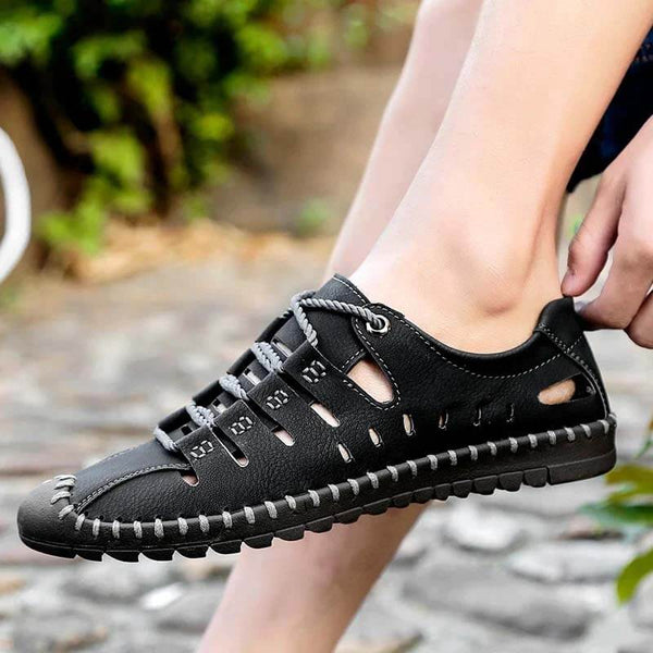 Hombres zapatos casuales sandalias hechas a mano hombres transpirables zapatos de marca de lujo mocasines de cuero de cuero mocasins