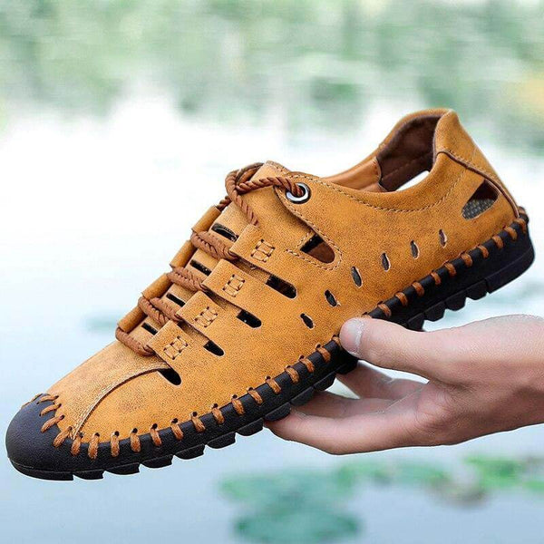 Hombres zapatos casuales sandalias hechas a mano hombres transpirables zapatos de marca de lujo mocasines de cuero de cuero mocasins