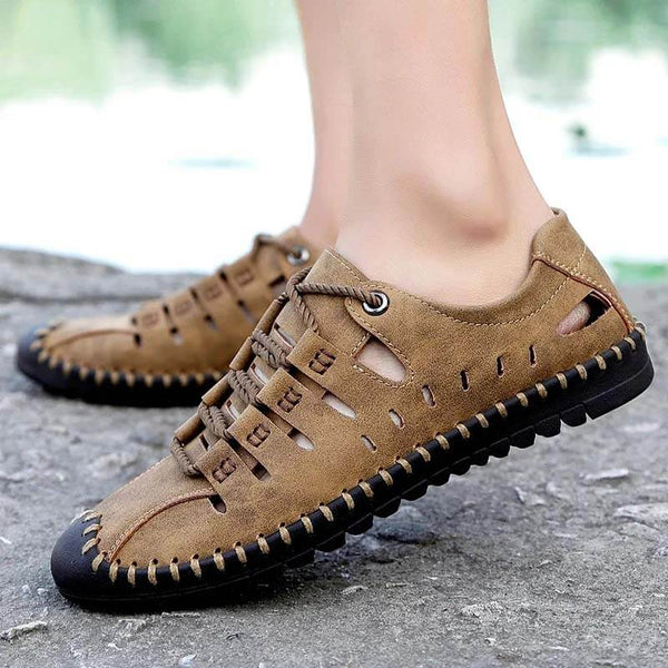 Hombres zapatos casuales sandalias hechas a mano hombres transpirables zapatos de marca de lujo mocasines de cuero de cuero mocasins