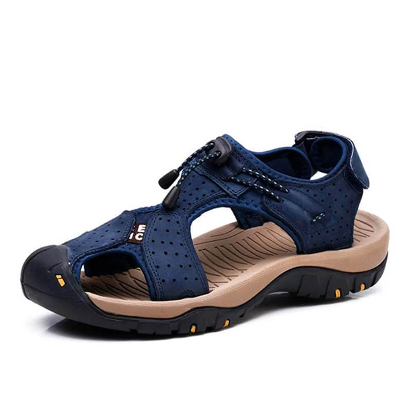 Men Leather Sandals Hiking Hiking Shoes Outdoor Trekking Sandals Breathable Sports Shoes Hook Loop Shoes