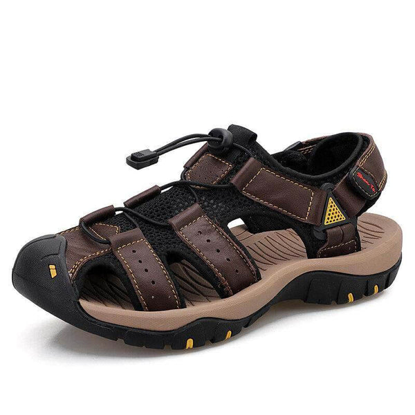 Hombres Cow Wide Breathable sin deslizamiento Sandalias de playa informales al aire libre sin deslizamiento Sandalias de playa al aire libre