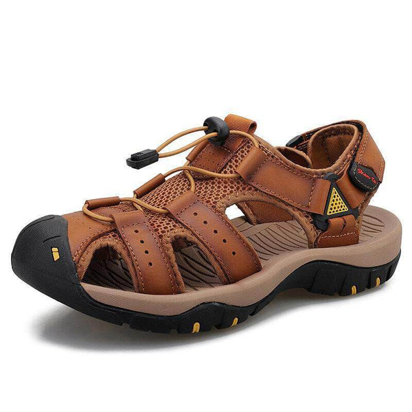 Hombres Cow Wide Breathable sin deslizamiento Sandalias de playa informales al aire libre sin deslizamiento Sandalias de playa al aire libre
