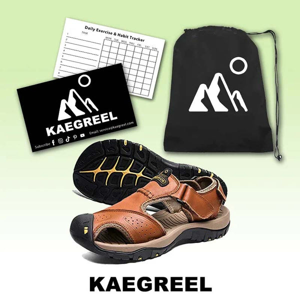 Men's Leather Sandals Outdoor Hiking Sandals Waterproof Athletic Sports Sandals Fisherman's Beach Shoes Closed Toe Water Sandals