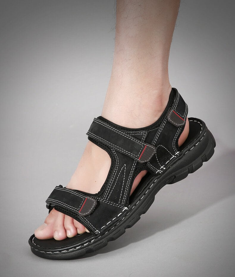 Herrensandalen Outdoor Echtleder Atmungsaktive Herrensandalen Leder Handgefertigte Herren Strandsandalen