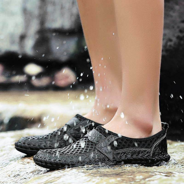Kaegreel Hombre Costura Honeycomb Malla de malla Mocasines suaves transpirable Zapatos casuales al aire libre