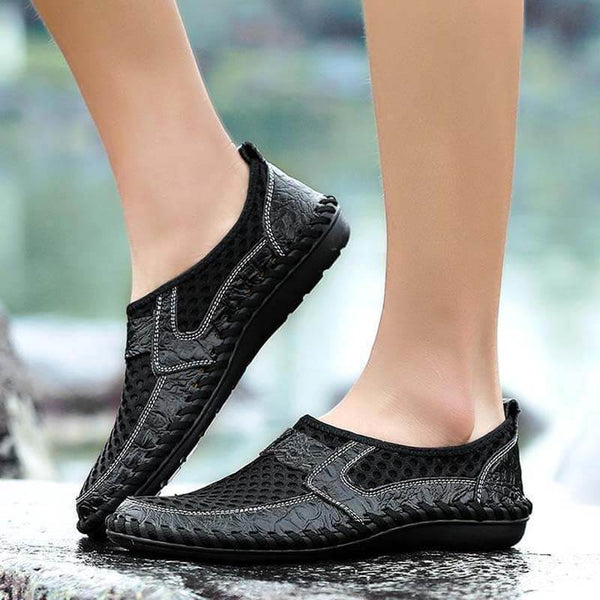 Kaegreel Hombre Costura Honeycomb Malla de malla Mocasines suaves transpirable Zapatos casuales al aire libre