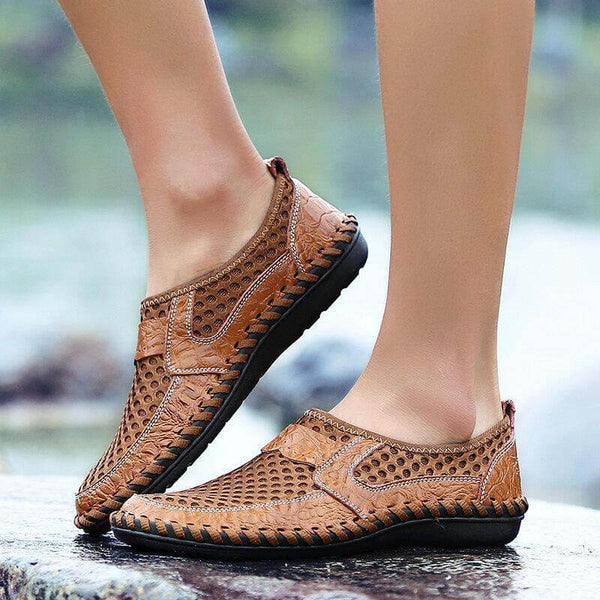 Kaegreel Hombre Costura Honeycomb Malla de malla Mocasines suaves transpirable Zapatos casuales al aire libre