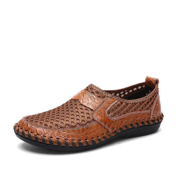 Kaegreel Hombre Costura Honeycomb Malla de malla Mocasines suaves transpirable Zapatos casuales al aire libre