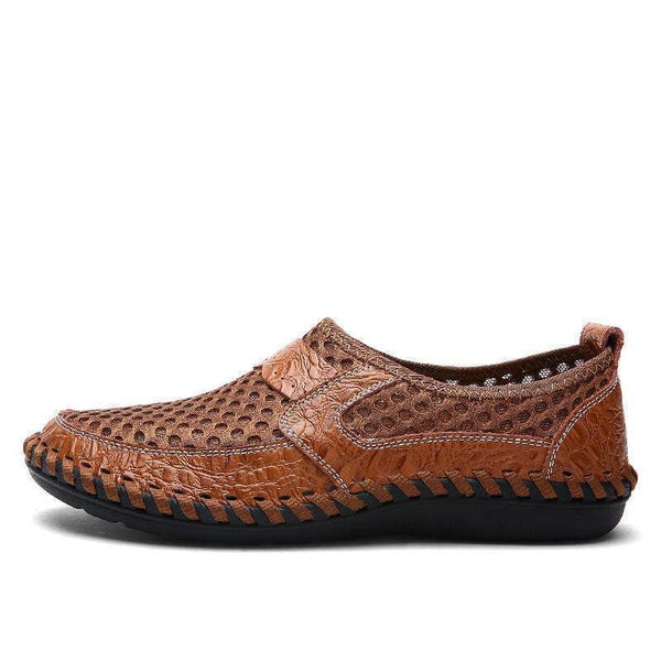 Kaegreel Hombre Costura Honeycomb Malla de malla Mocasines suaves transpirable Zapatos casuales al aire libre