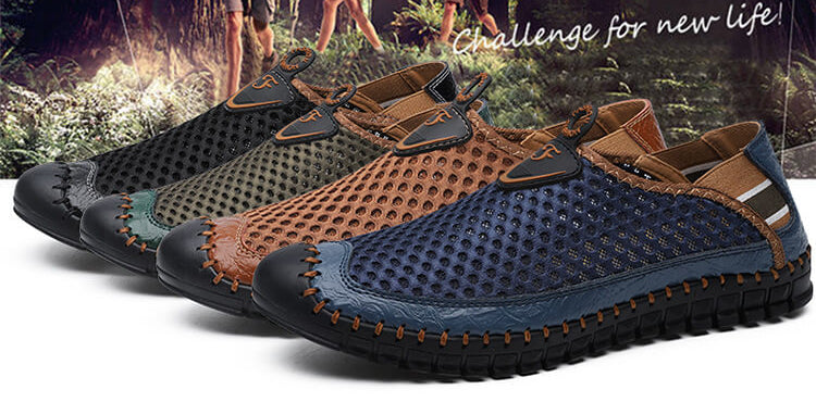 Kaegreel Grand taille Hommes Couture à la main maille chaussures d'eau en plein air Sneakers résistant à la glissement extérieure