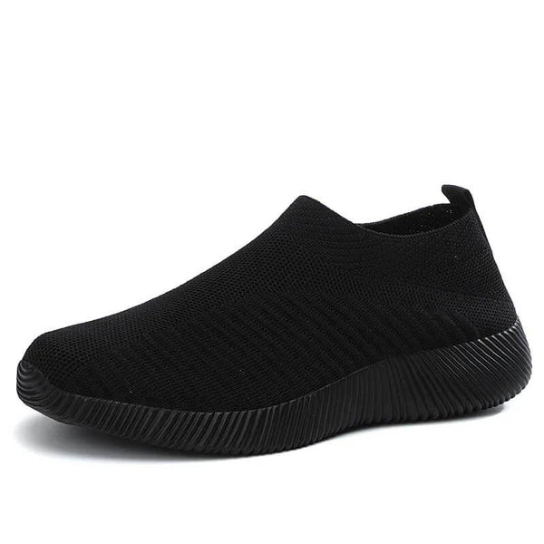 Zapatos de calcetines elásticos deportes planos deportes informales livianos livianos tejidos zapatos deslizantes para mujeres