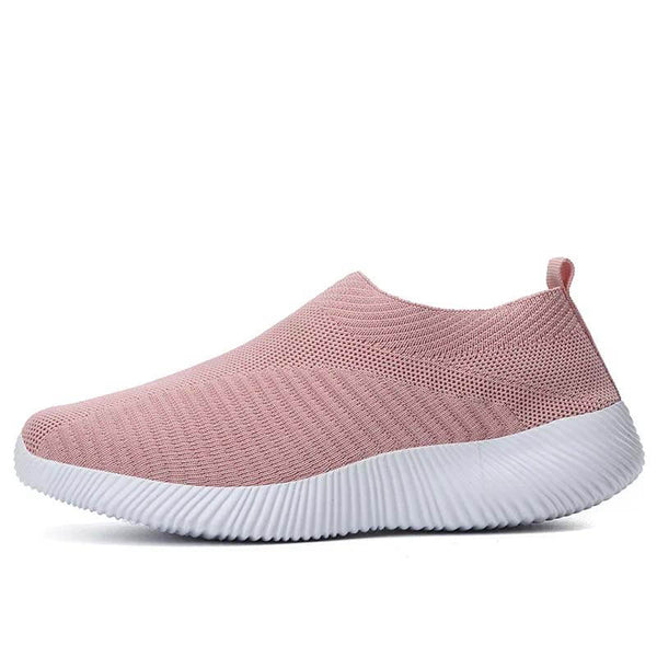 Zapatos de calcetines elásticos deportes planos deportes informales livianos livianos tejidos zapatos deslizantes para mujeres