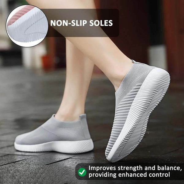Zapatos de calcetines elásticos deportes planos deportes informales livianos livianos tejidos zapatos deslizantes para mujeres
